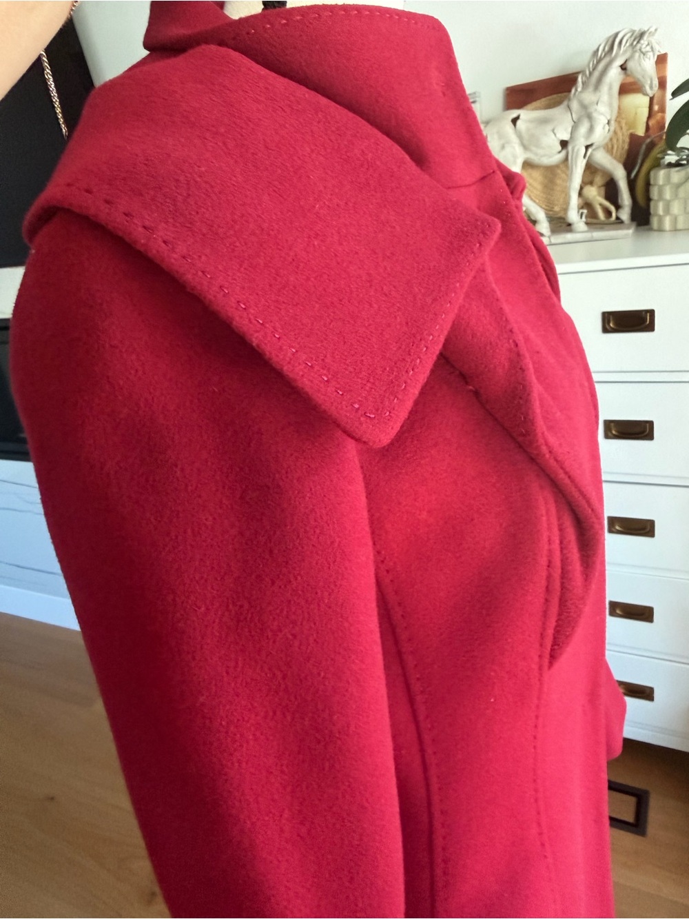 Bergdorf Goodman Women's Long Sleeve Sculpted Crimson Dress Coat - Picture 8 of 17